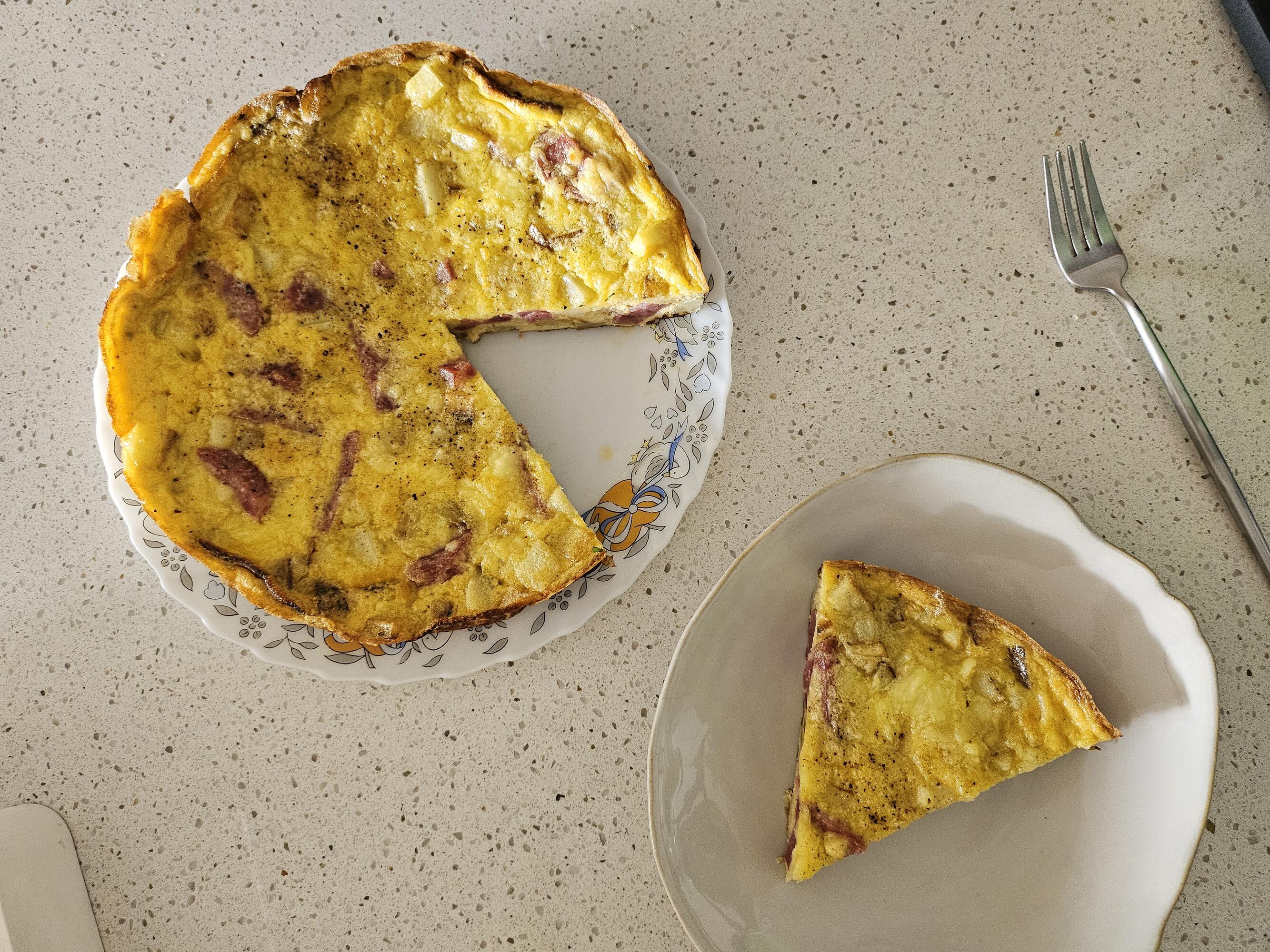 Potato, Salami and Cheese Frittata