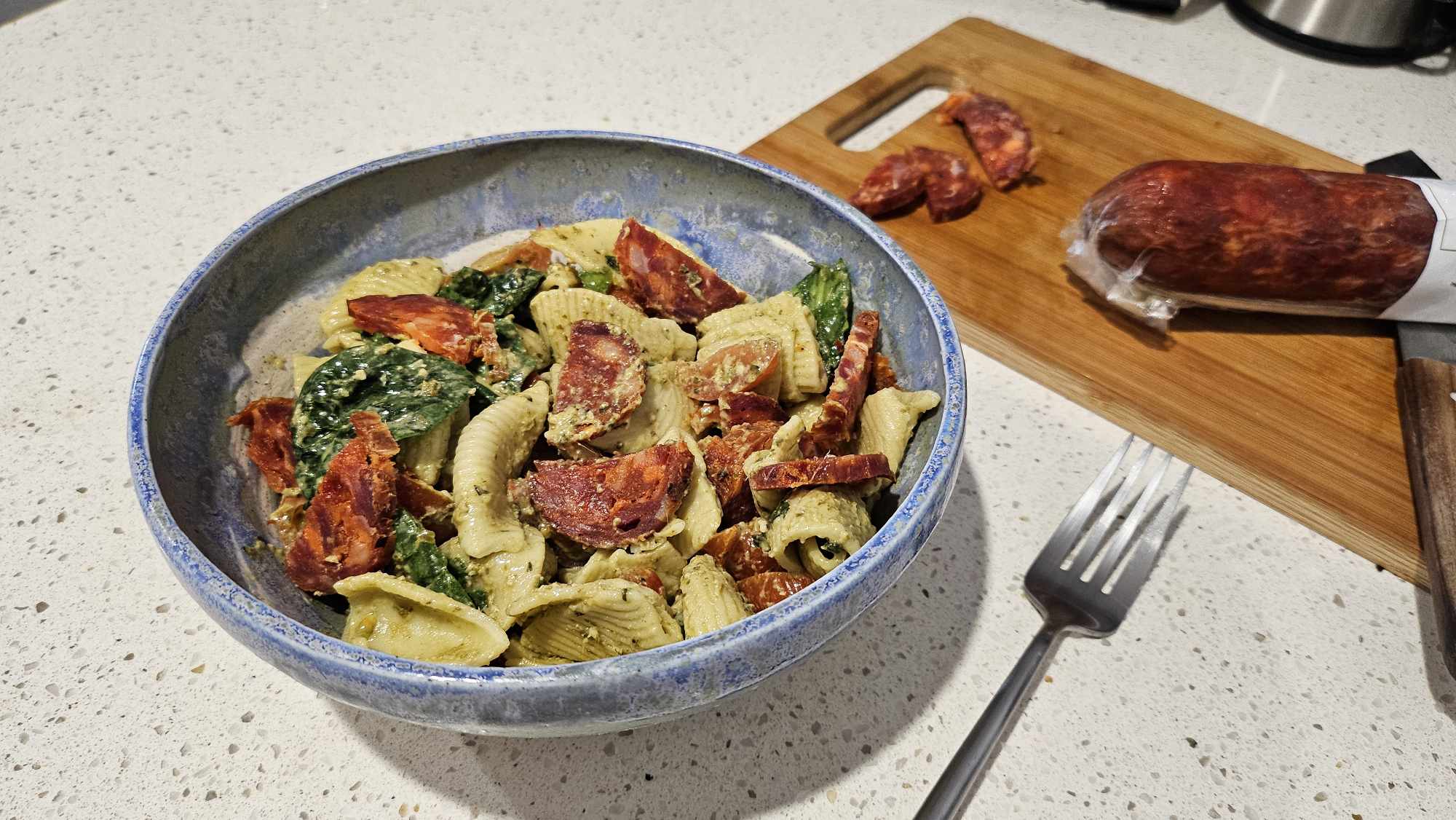 Salami Pesto Pasta