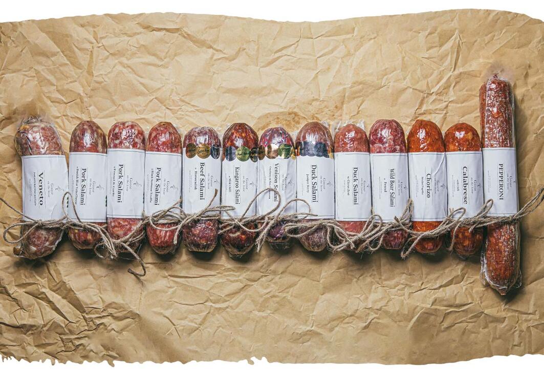 Goose on the Loose salami flavours laid out