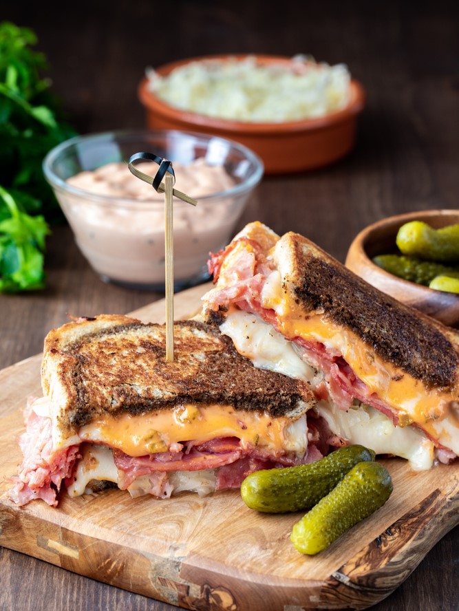 Salami and Pickle Grilled Cheese