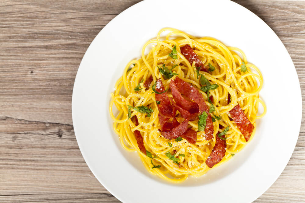 Creamy Pasta with Crispy Salami