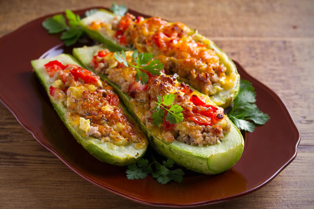 Pepperoni Stuffed Zucchini Boats