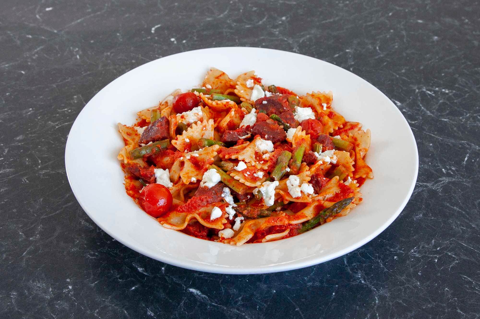 Recipe: Asparagus, Goat's Cheese and Salami Pasta