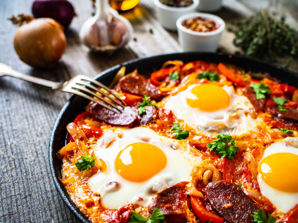 Shakshuka with Feta and Hot Calabrese Salami